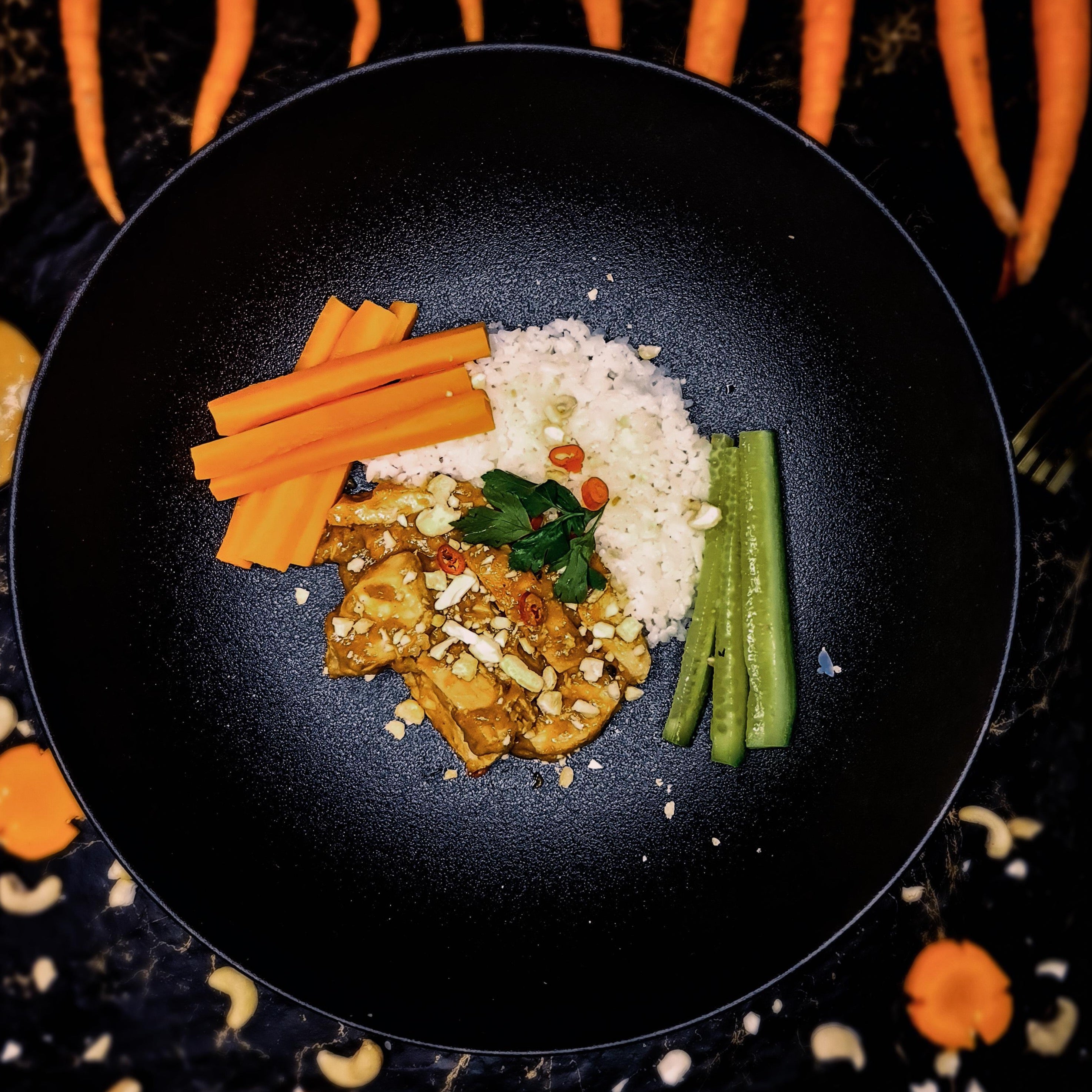 Satay Chicken with Carrot and Rice