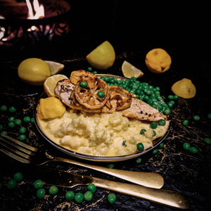 Butter Lemon Chicken With Mash & Peas