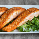 Baked salmon portions
